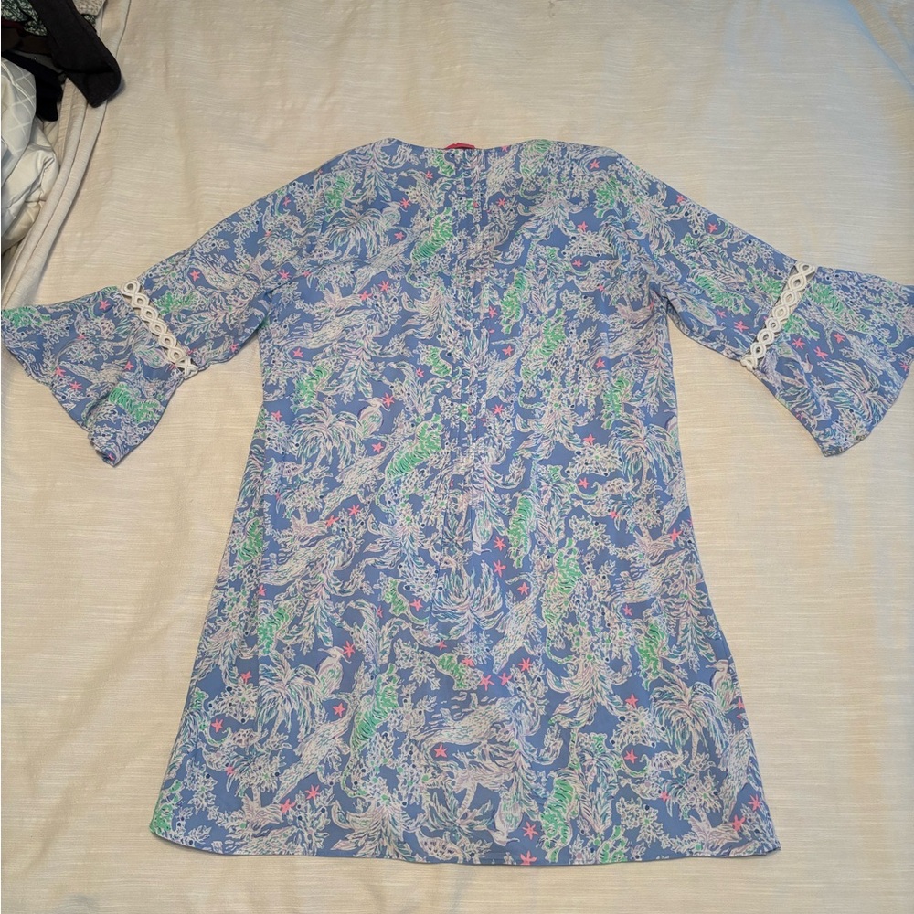 Lilly Pulitzer Blue Tropical Print Tunic with Pink Label